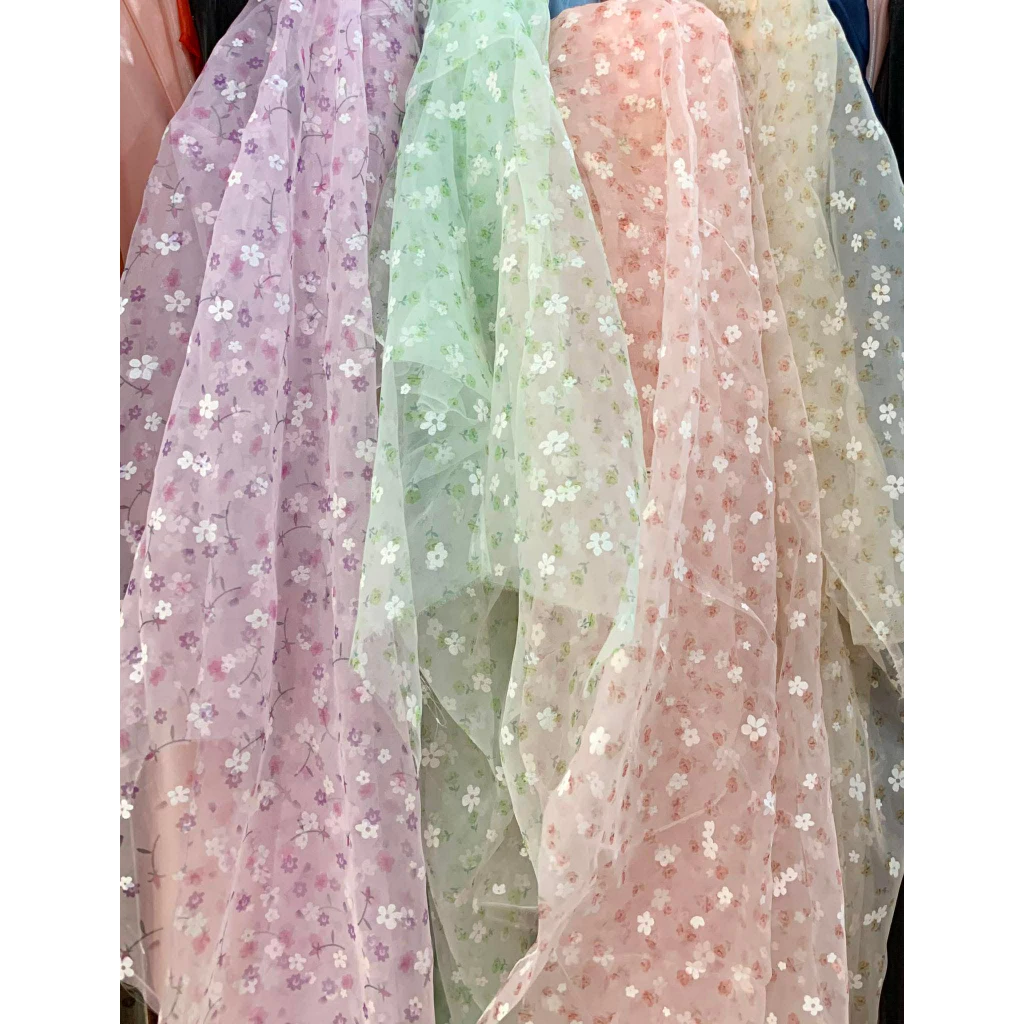 ⚡️ SỈ LẺ⚡️Voan organza hoa/ tơ hàn dùng may váy, phụ kiện, chun buộc tóc, phông nền