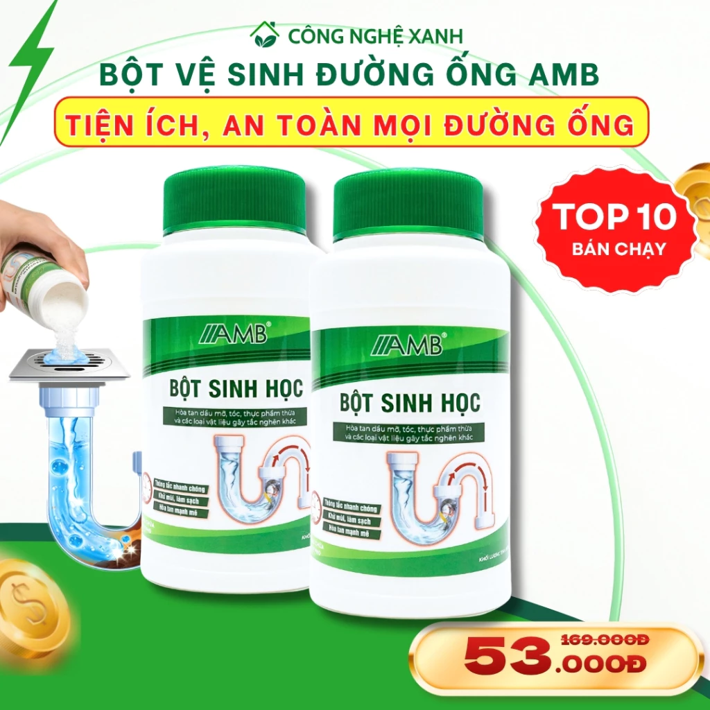 Bột sinh học đa năng AMB, Viện Hàn lâm khoa học Việt Nam làm sạch, vệ sinh đường ống khử mùi, chống nghẽn hiệu quả