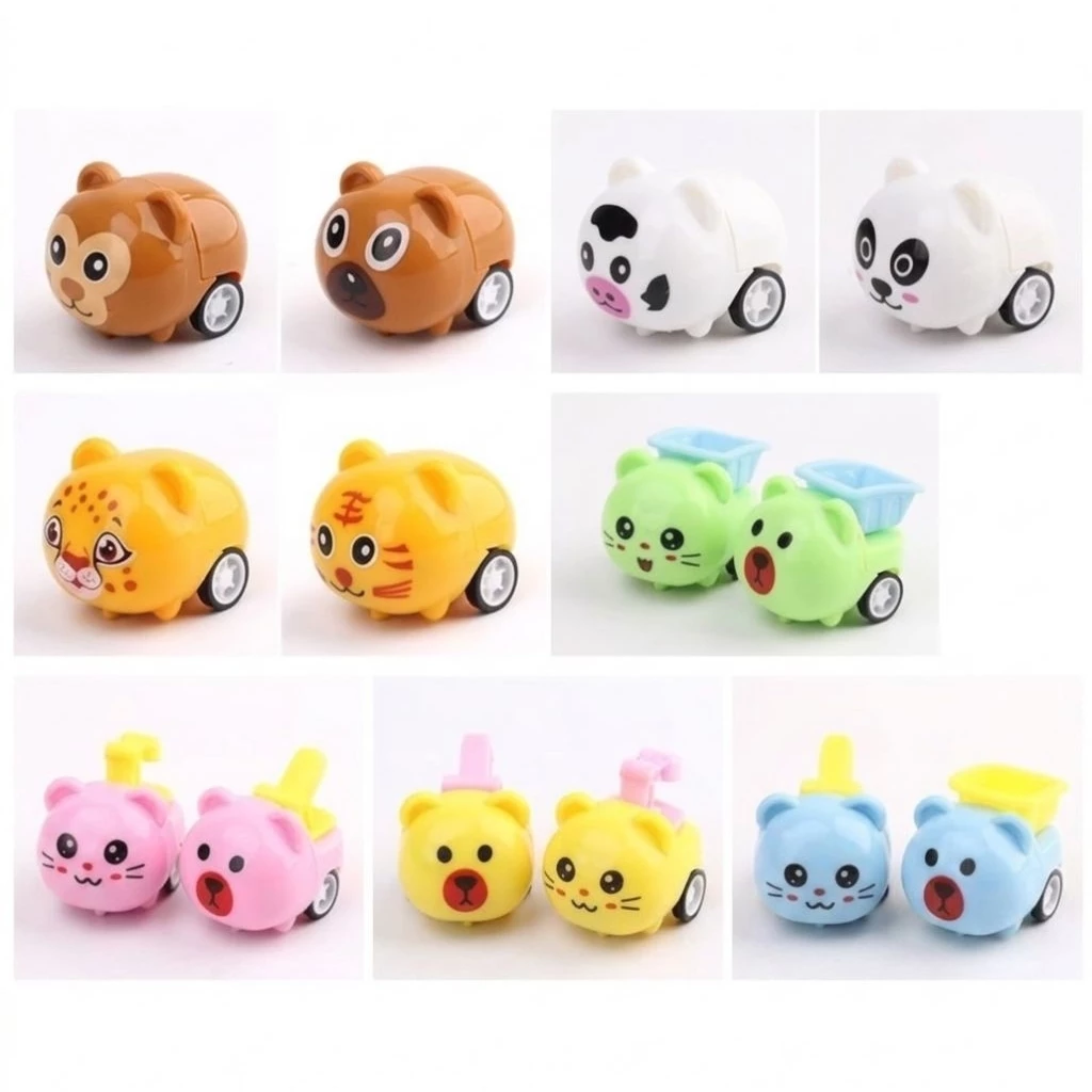 🚘🐯🐵 Combo💝 10 Xe mini bánh đà cho bé 🚖🐼🐶