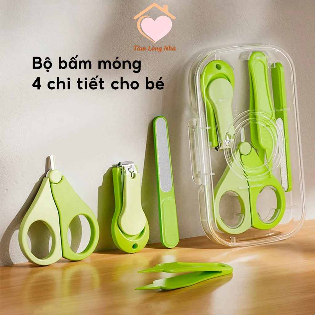 Bộ Bấm Móng Tay Cho Bé Sơ Sinh Dụng Cụ Cắt Móng Tay 4 Chi Tiết Thép Không Gỉ Cao Cấp