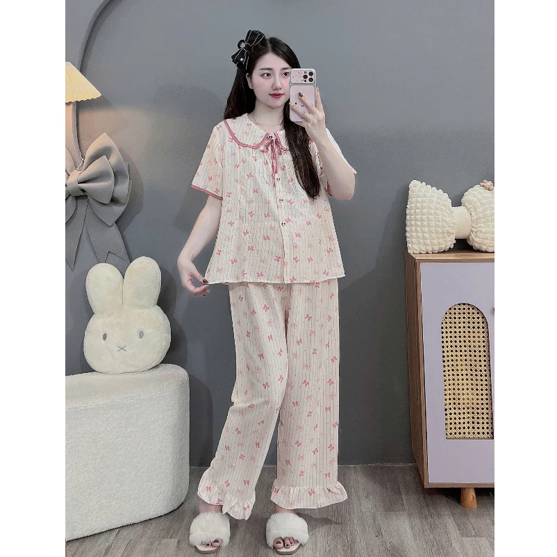 (Đủ size đến 100kg)Bộ đồ bầu và sau sinh chất đũi hàn,mẫu tay ngắn quần dài