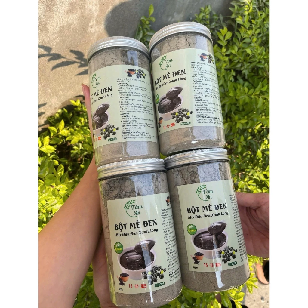 Bột Mè Đen Giảm cân HŨ 500G,  Mix Đậu Đen Xanh Lòng Rang Củi Không Đường; ngũ cốc giảm cân mè đen đậu xanh -BMD