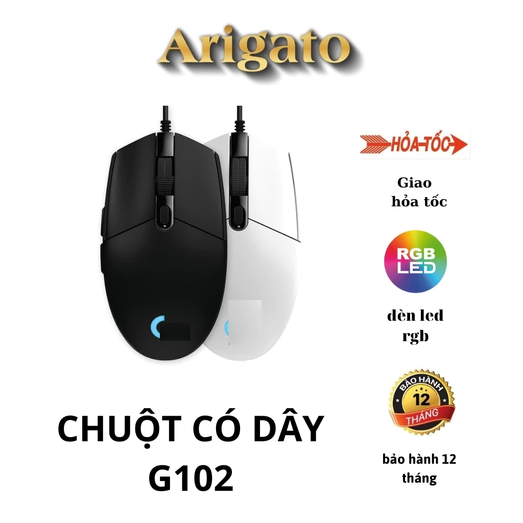 Chuột chơi game Logitech G102 RGB, DPI 8000, cảm biến chính xác cao, LED đổi màu thiết kế nhẹ, ép mịn, phù hợp chơi game
