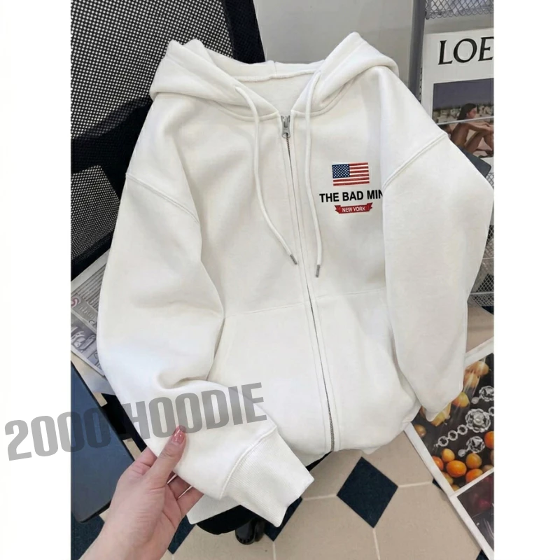 Áo Hoodie Zip Nỉ Unisex Form Rộng In Chữ THE BAD MIN NEW YORK – Áo Khoác Hoodie Nam Nữ Dày Dặn, Ấm Áp  ( có túi trong )