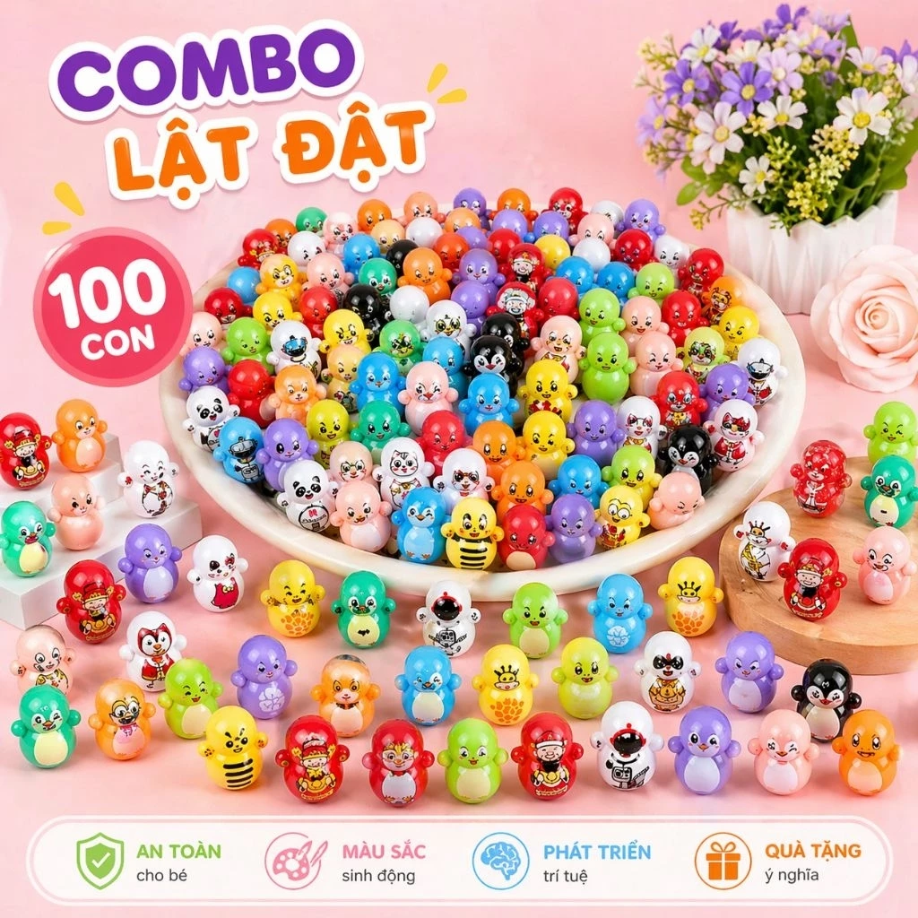🌈GIÁ SỈ🔥 100 /500 Lật Đật Mini Hoạt Hình Đáng Yêu - Đồ Chơi Giải Trí Xả Stress Cho Học Sinh và trẻ em trên 3 tuổi bù
