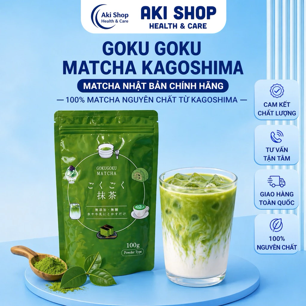GOKUGOKU TRÀ MATCHA Kagoshima – Uống Mỗi Ngày Gói 100g Nhật Bản