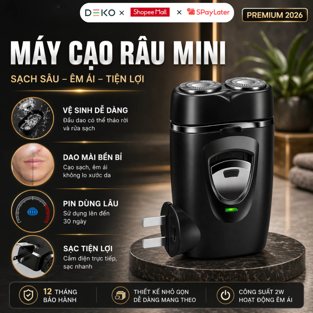 Máy Cạo Râu Mini , Có TÍnh Năng Tích Điện Sạc Thông Minh Pin Trâu, lưỡi dao an toàn khi sử dụng