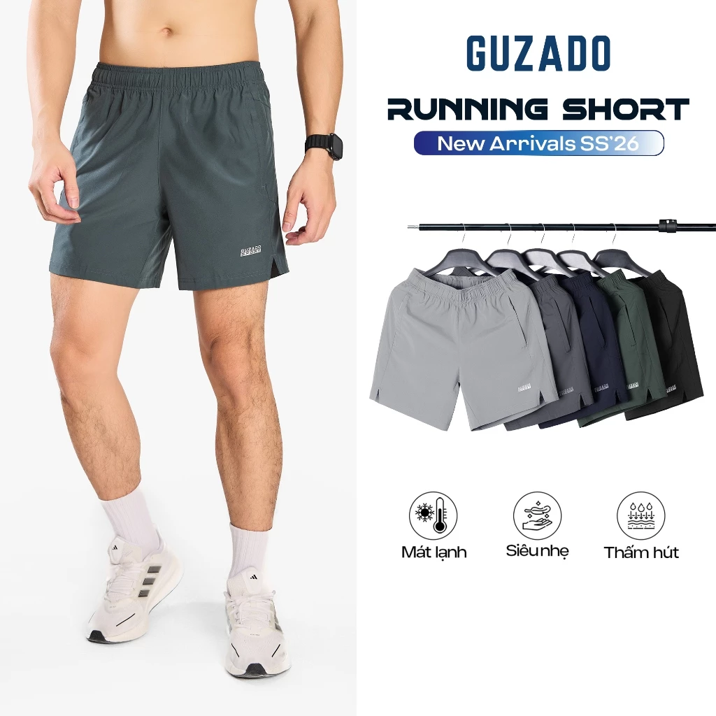 Quần Đùi Chạy Bộ Nam GUZADO Vải Gió Thoáng Khí, Cạp Chun Co Giãn, Vận Động Thể Thao Thoải Mái GSR11-GASA25S001