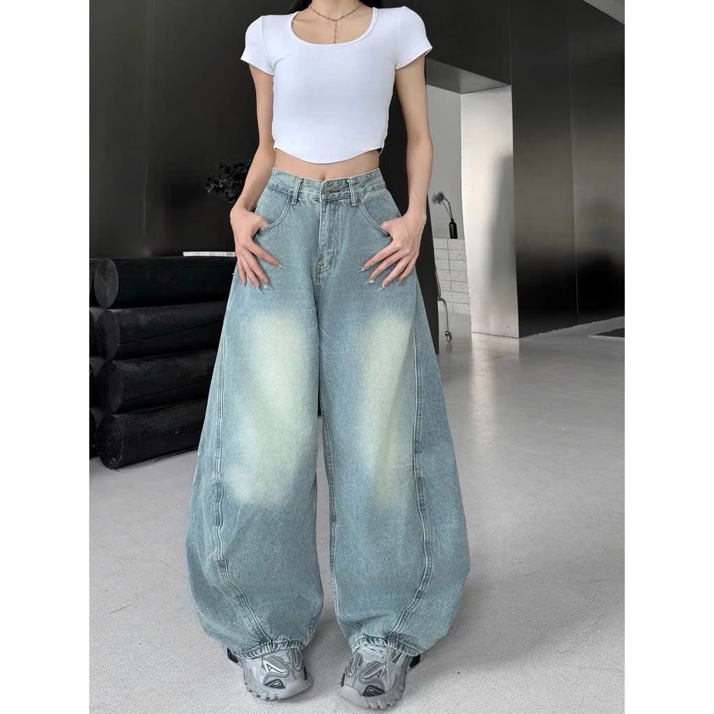 Quần Jean Nữ Bigsize Ống Rộng Form Boy Thụng - Quần Bò Suông Dài 103cm Tôn Dáng Mềm Nhẹ Ms256