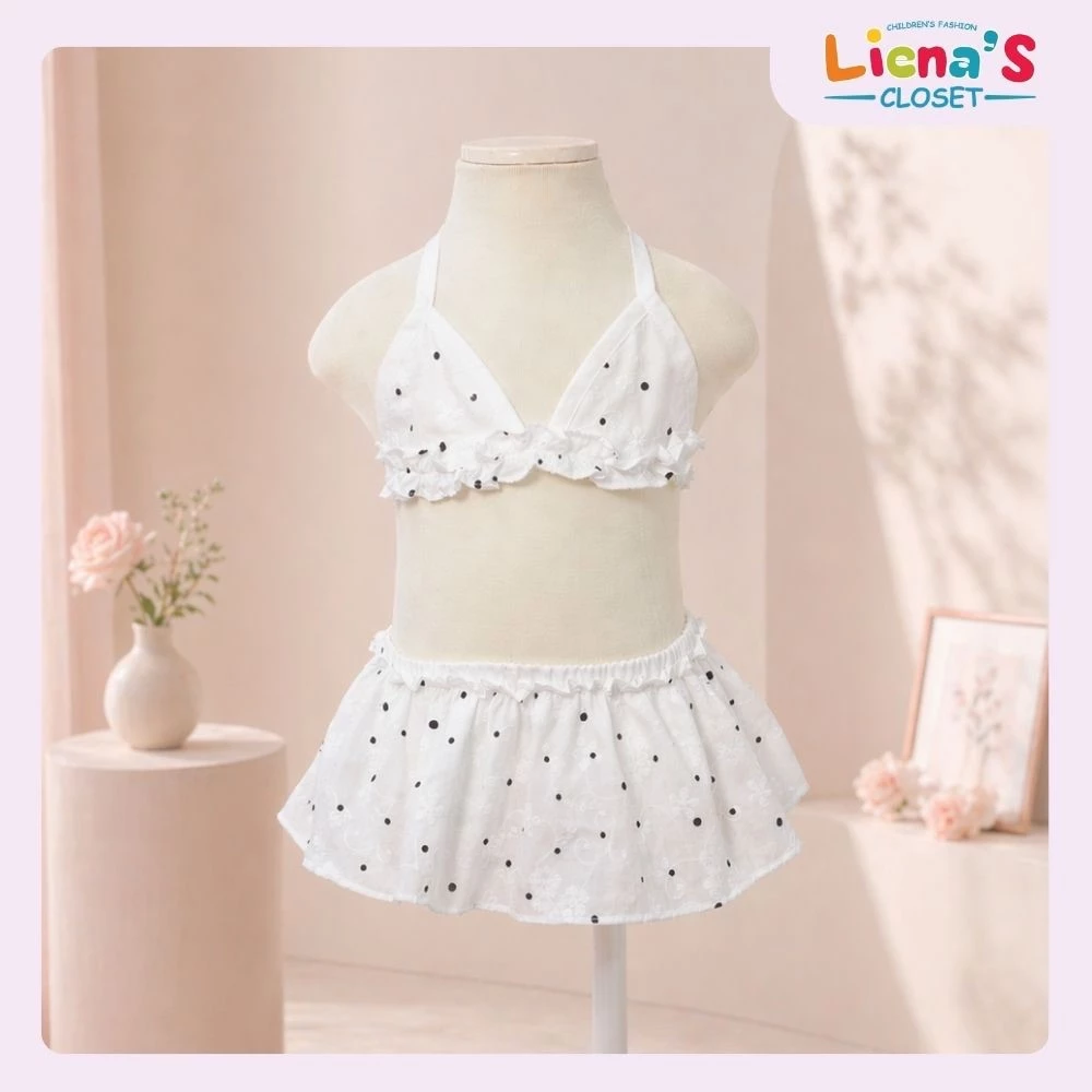 Đồ Bơi Bé Gái 2 Mảnh Bikini Họa Tiết Chấm Bi Sang Chảnh Cho Bé Đi Biển Liena's Closet