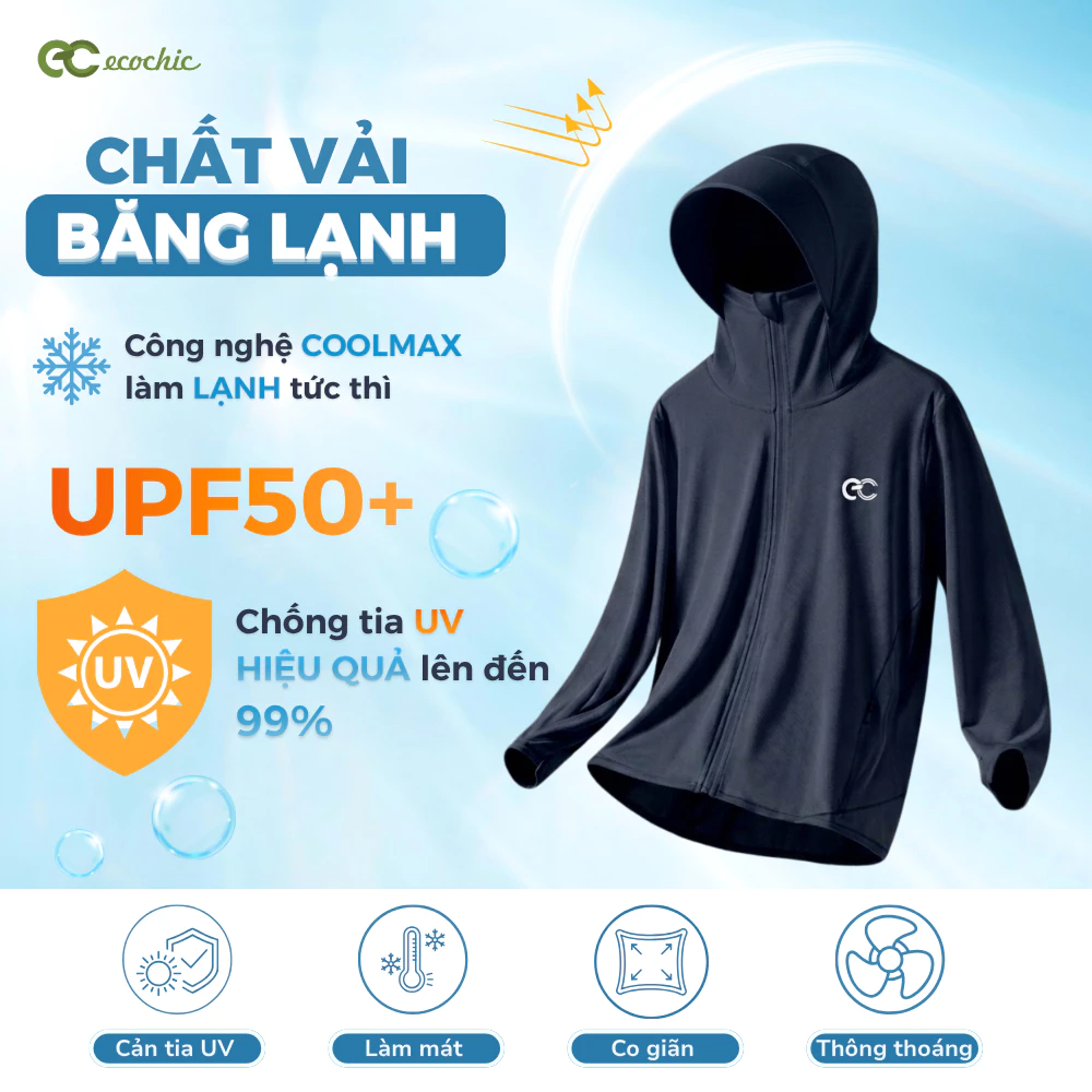 [VER 2] Áo Khoác Chống Nắng Nữ Ecochic Vải Băng Lạnh Ice Silk Cao Cấp Chống Tia UV Thoáng Khí B233