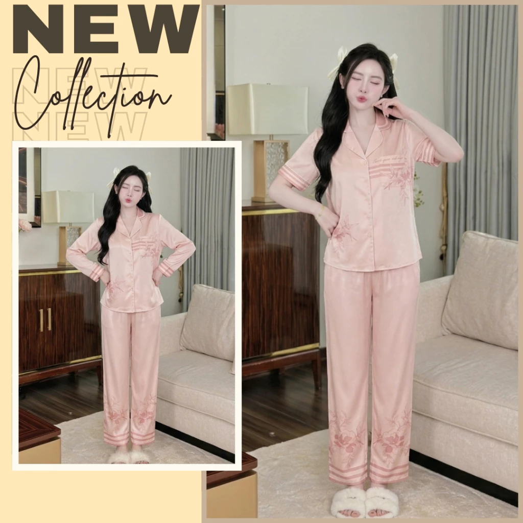 Đồ bộ mặc nhà , bộ pijama  Zviet chất liệu Lụa mềm mịn ,mặc mát kiểu dáng nhẹ nhàng ,thanh lịch- A78