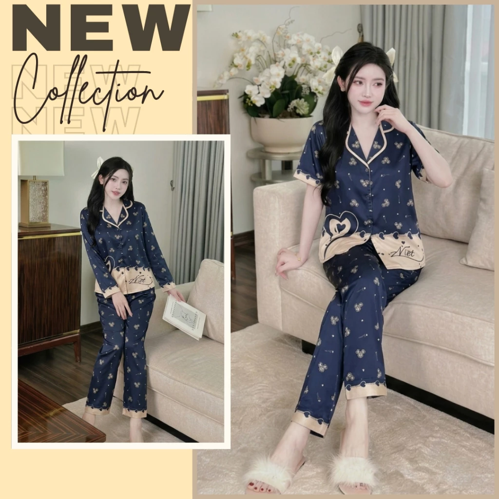 Đồ bộ mặc nhà , bộ pijama  Zviet chất liệu Lụa mềm mịn ,mặc mát kiểu dáng nhẹ nhàng ,thanh lịch- A79