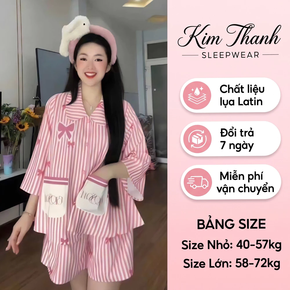 Đồ Bộ Tay Lỡ Q9 Kim Thanh - Lụa Latin Short Bông Hai Túi Mát Mịn Sang Chảnh Size 40-70kg