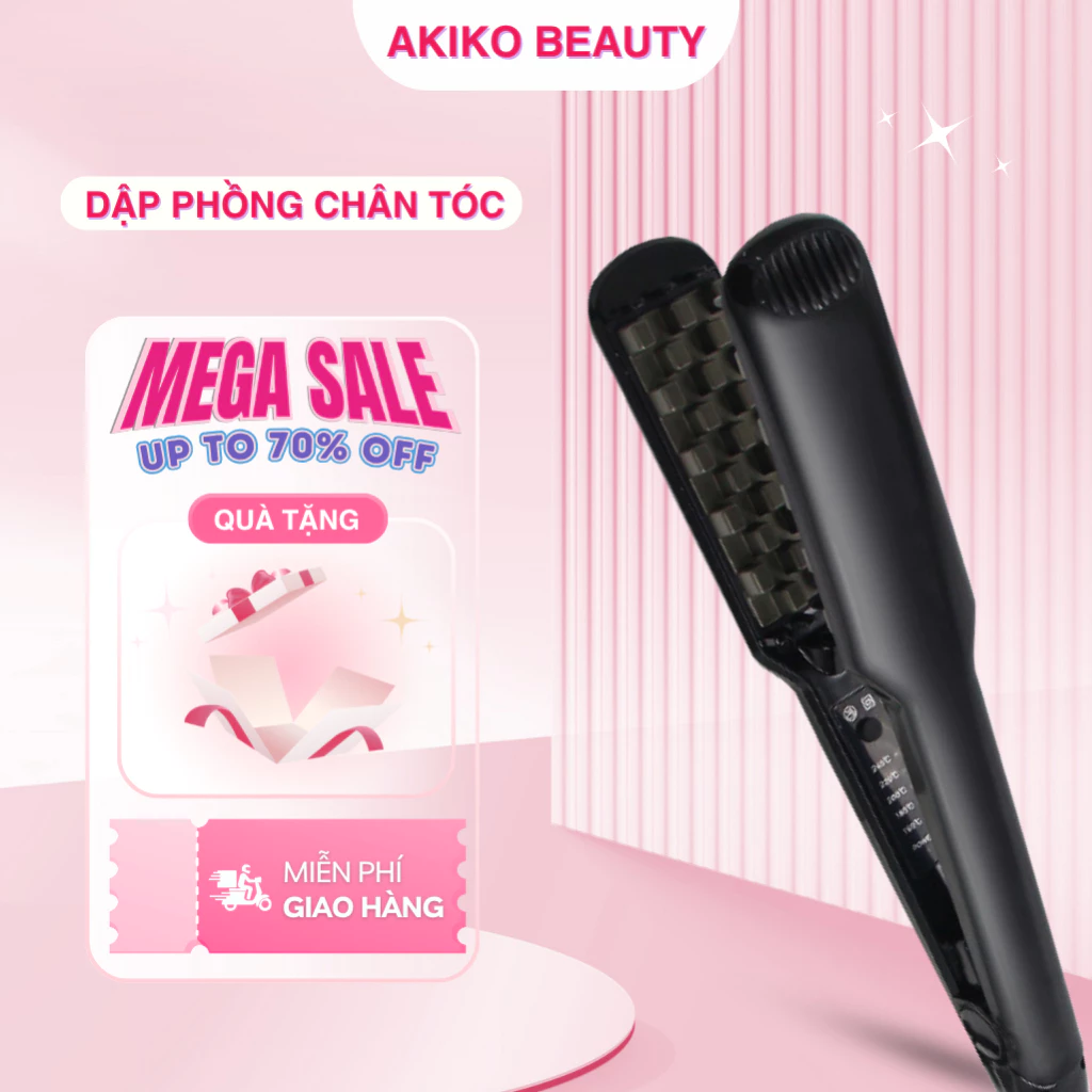 Máy dập xù bấm tóc phồng chân tóc AKIKO chân vuông mẫu mới, Máy bấm xù dập phồng tạo kiểu tự nhiên