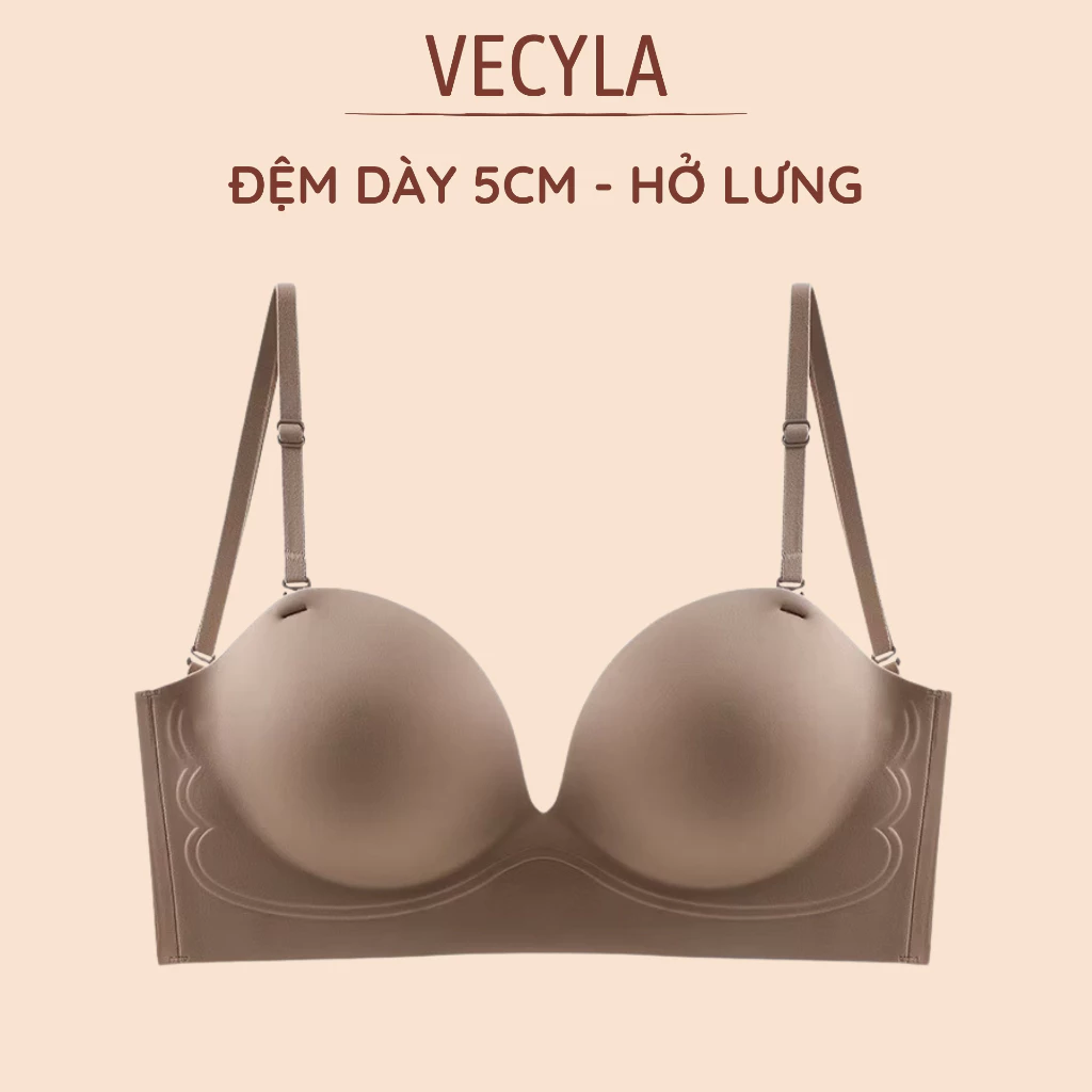 Áo lót VECYLA đệm dày 5cm hở lưng nâng ngực đúc su không gọng