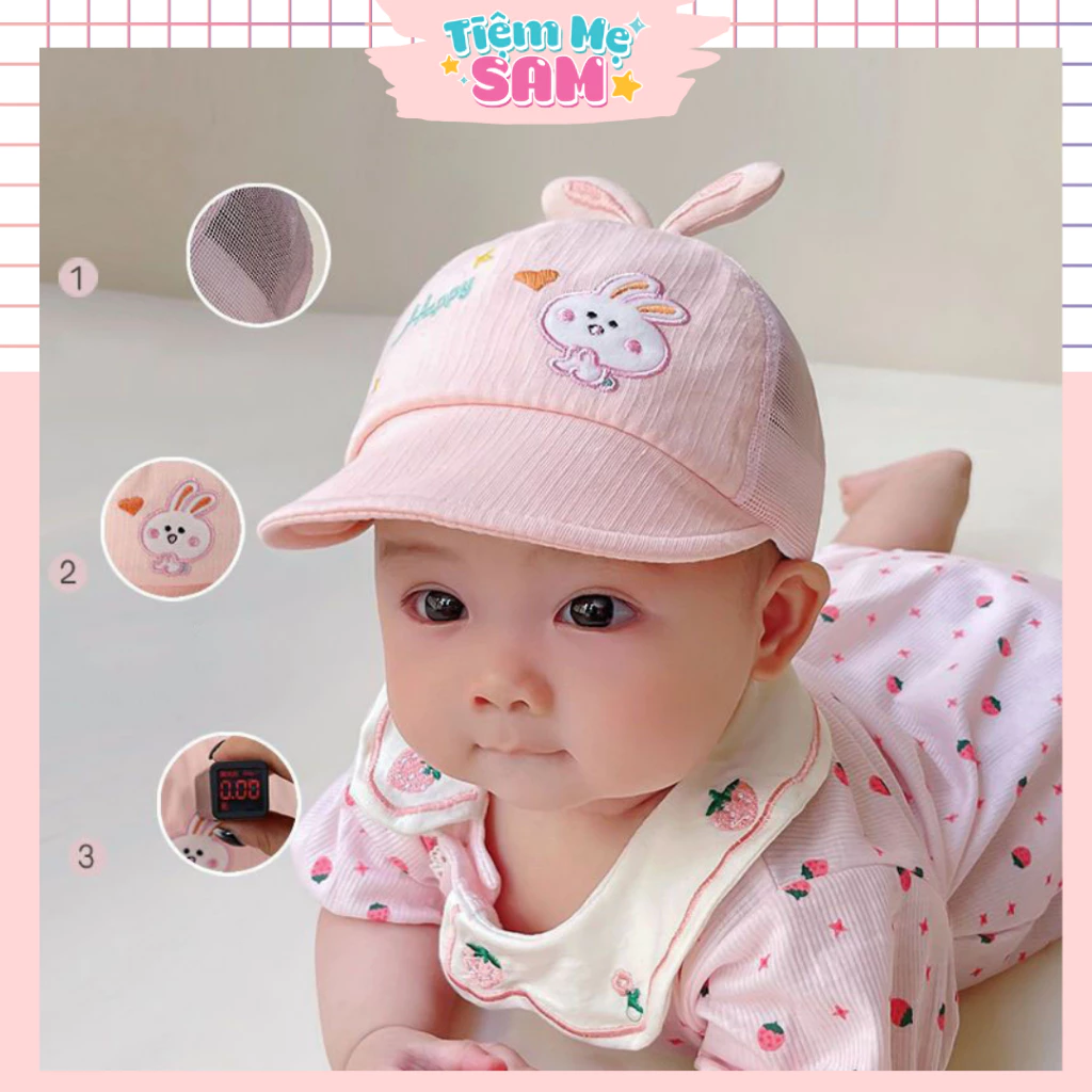 Mũ Lưỡi Trai Cho Bé Trai Bé Gái Tai Thỏ Dễ Thương Phối Lưới Thoáng Khí Hàn Quốc 4-12 Tháng - Tiệm Mẹ Sam97 -  MUG12