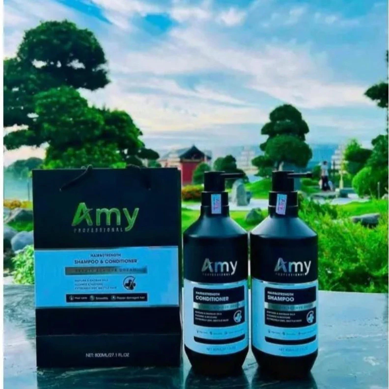 Cặp dầu gội phục hồi chăm sóc tóc mềm mượt AMY hair strength 800ml/ phục hồi tóc, hỗ trợ trị gàu.