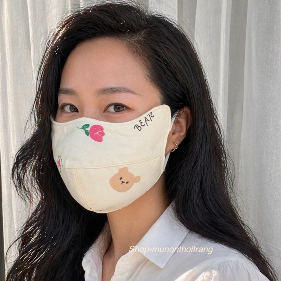 Khẩu trang chống nắng chống tia UV 3 lớp có kẽm mũi họa tiết in hoa nhiều màu, dùng cho mặt nhỏ vừa