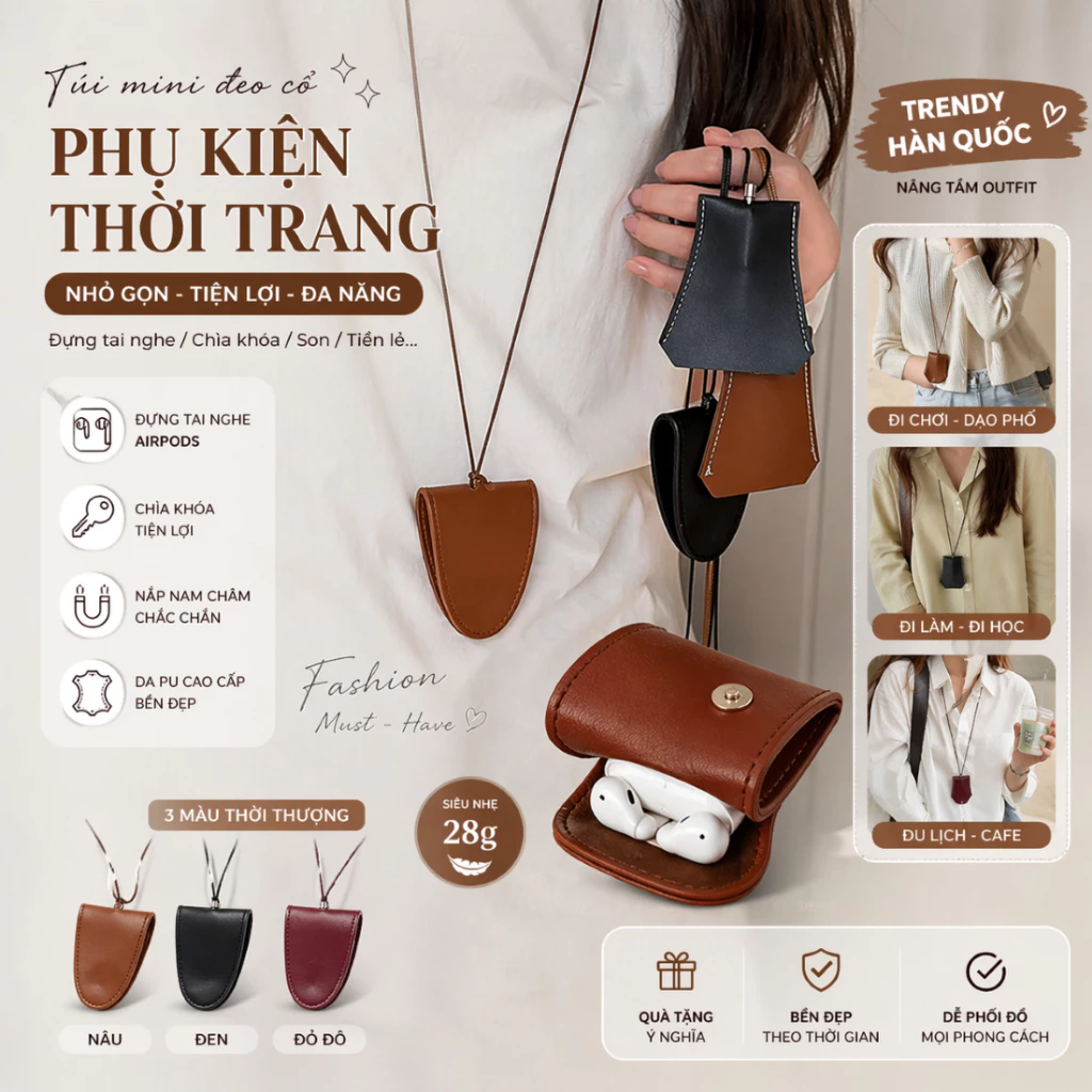 Vòng cổ kẹp kính da AK Acesstory cá tính nhẹ nhàng giúp kẹp kính đơn giản phù hợp nhiều phong cách thời trang