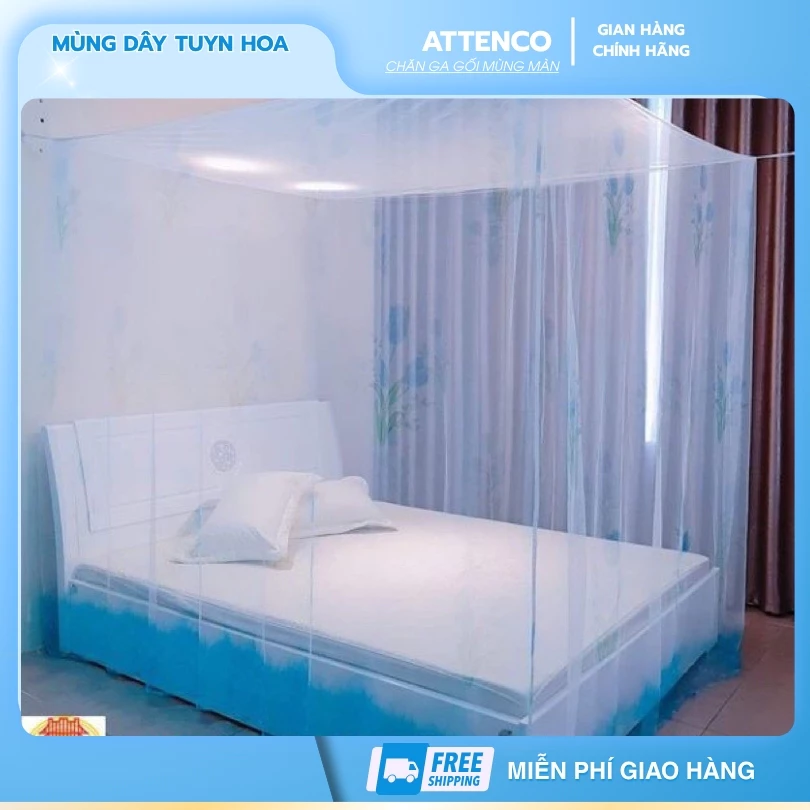 Mùng dây tuyn hoa | Màn thủ đô 10/10 cao 2M màn chân cao không cửa(size1m2-1m6-1m8-2mx2m2)Bảo hành 1 đổi 1 trong 7 ngày