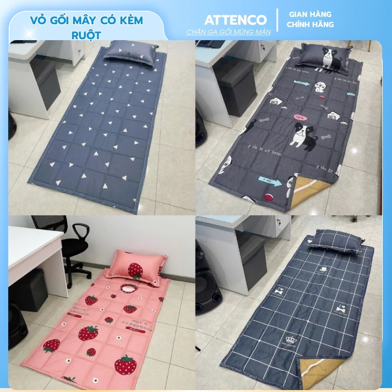 Nệm Ngủ Trưa Văn Phòng Gấp Gọn, Trải Giường Ký Túc Xá Size 90 x 200cm combo ruột kèm vỏ gối