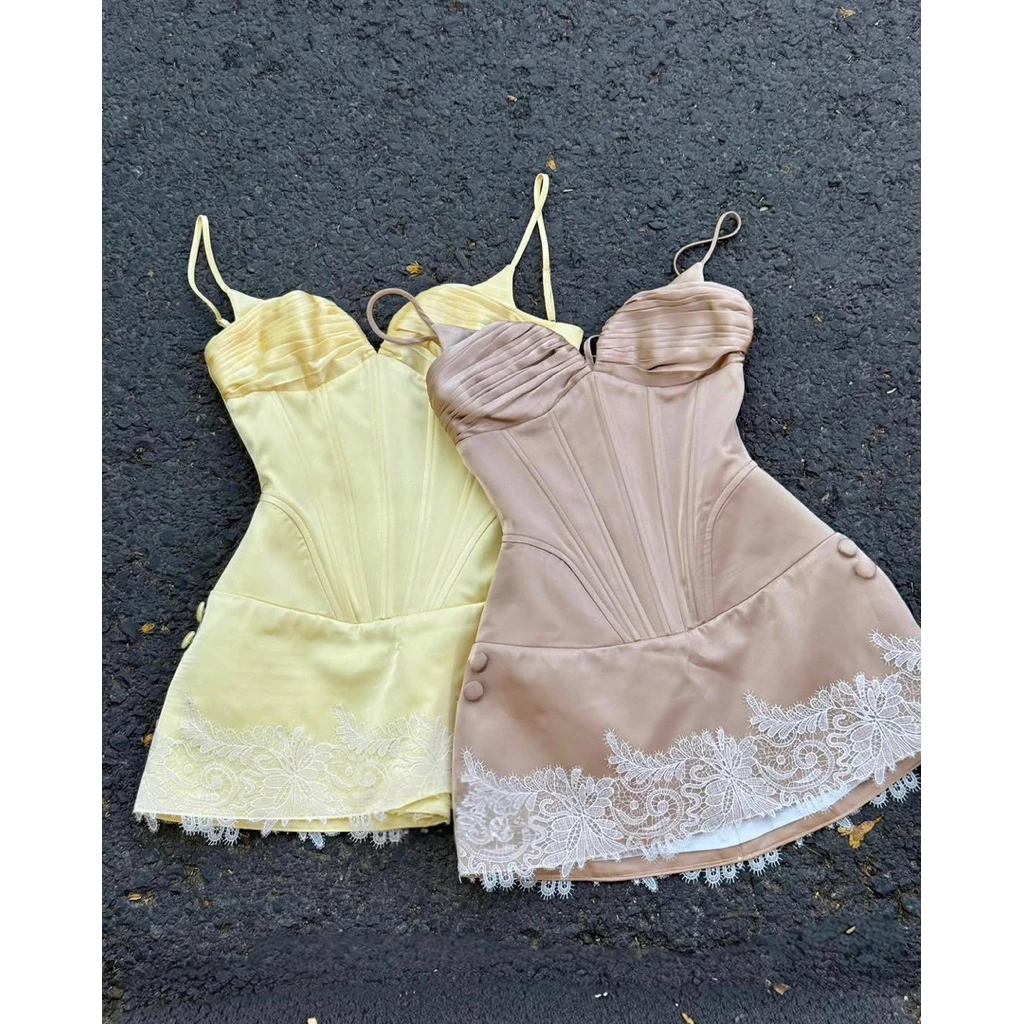 624 - Đầm Hai Dây Corset Nhún Ngực Thiết Kế Cao Cấp