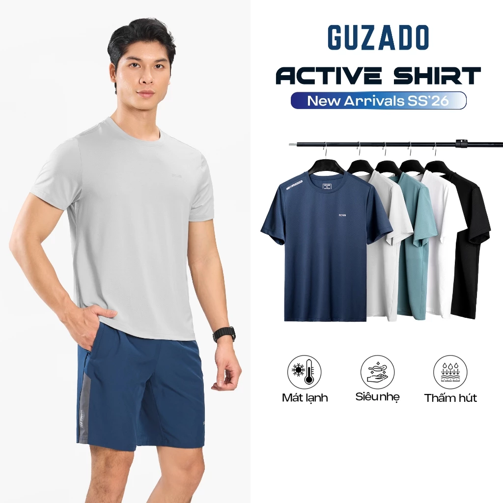 COMBO2 Áo Thun Nam Thể Thao GUZADO Chất Vải Coolmax Co Giãn Thoải Mái CB2-GATS25S004