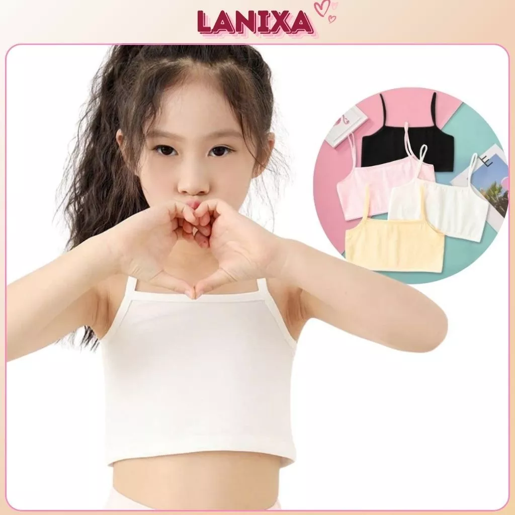COMBO 4 Áo lá bé gái tuổi dậy thì cotton mỏng nhẹ thoáng mát- Áo lót học sinh kiểu basic b032 LANIXA