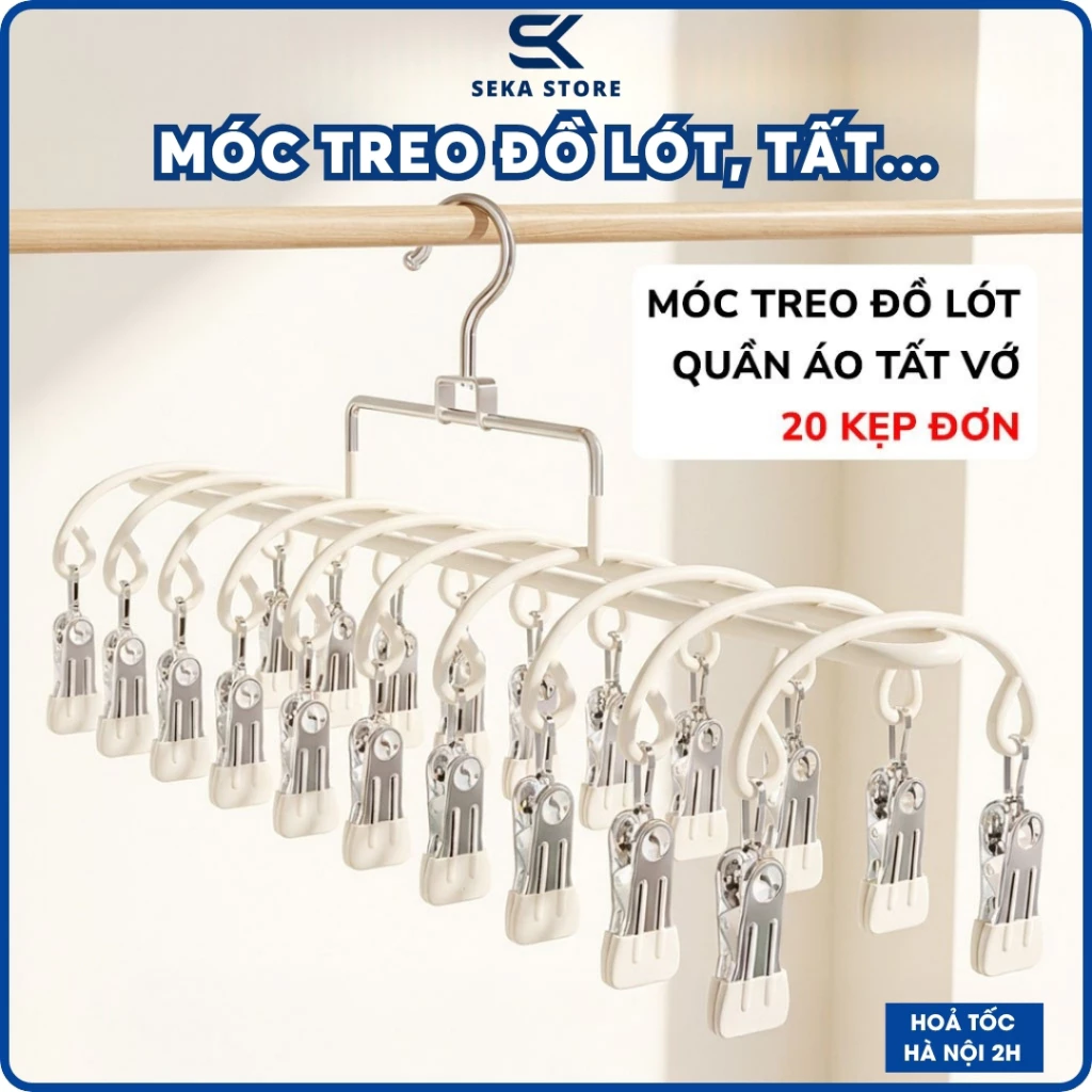 Móc Treo Quần Áo Đồ Lót Tất Vớ SEKA Móc Kẹp Chống Trượt Phơi Đồ Đa Năng Gọn Gàng
