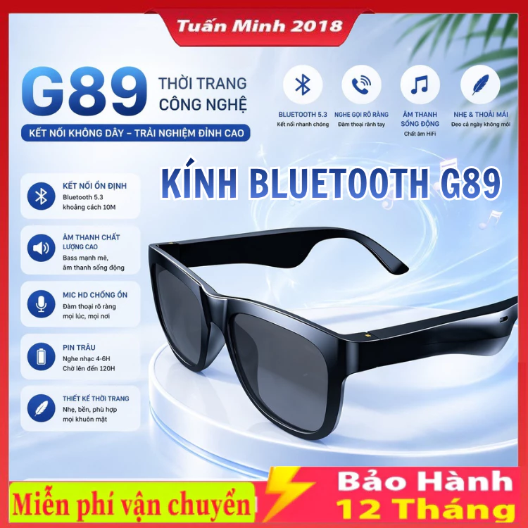 Kính Mát Thông Minh G89 Tai Nghe Chống Ánh Sáng Xanh Stereo Loa Kép Điều Khiển Cảm Ứng Âm Nhạc