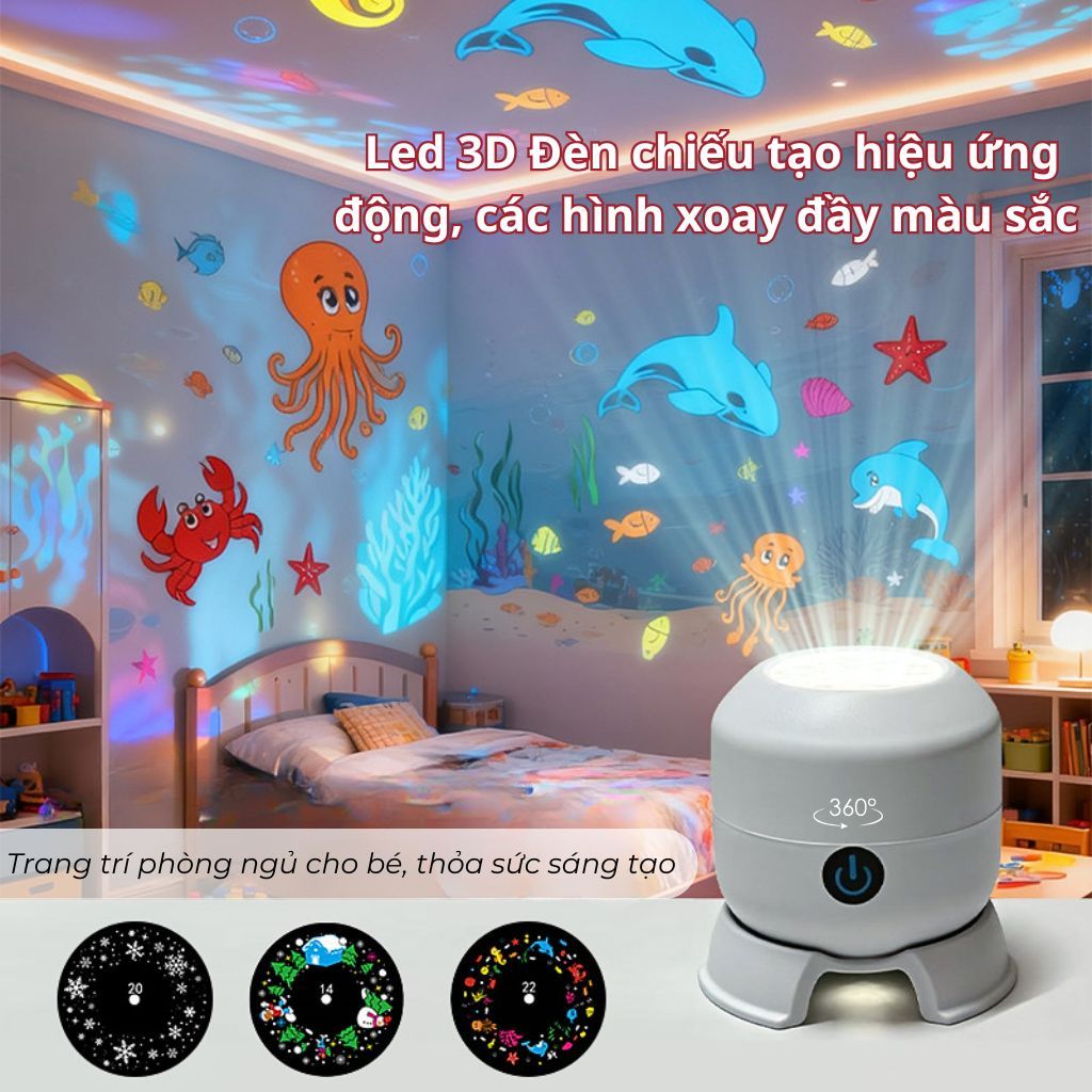 Đèn chiếu 3d tạo hiệu ứng động độ nét cao, Đèn Led xoay tự động 360 độ đầy màu…