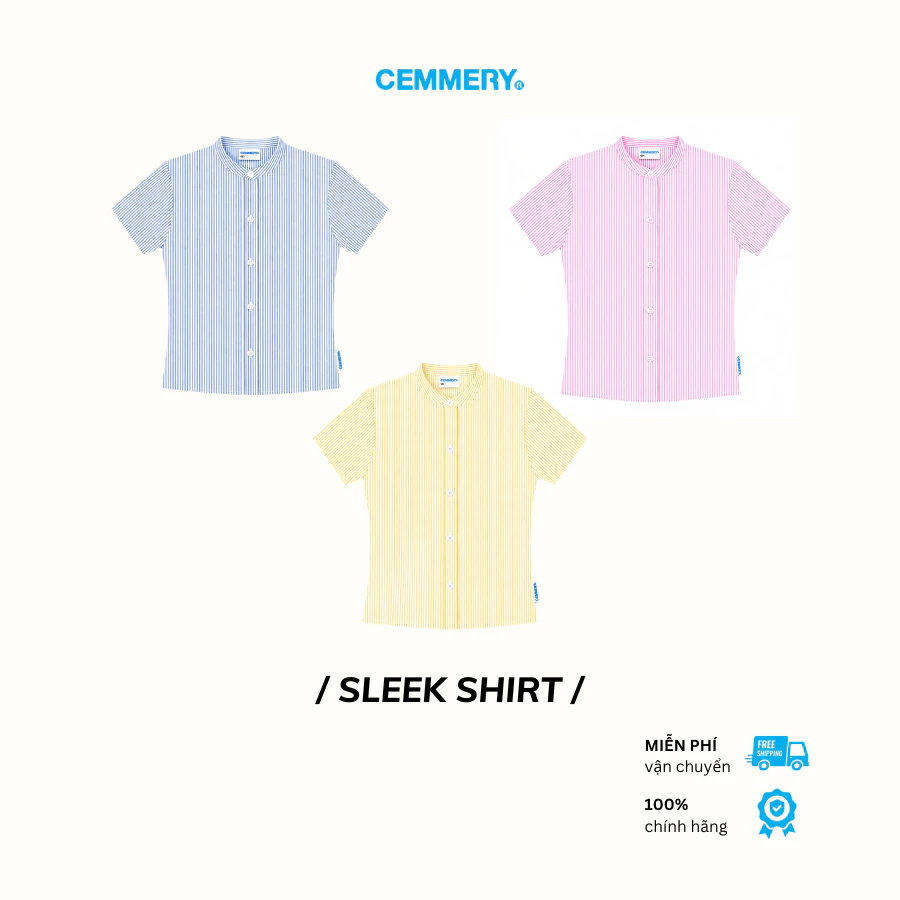 Áo Sơ Mi Nữ CEMMERY Local Brand Chính Hãng Sleek Shirt Vải Oxford Form Boxy Chiết Eo Cổ Trụ 3 Màu