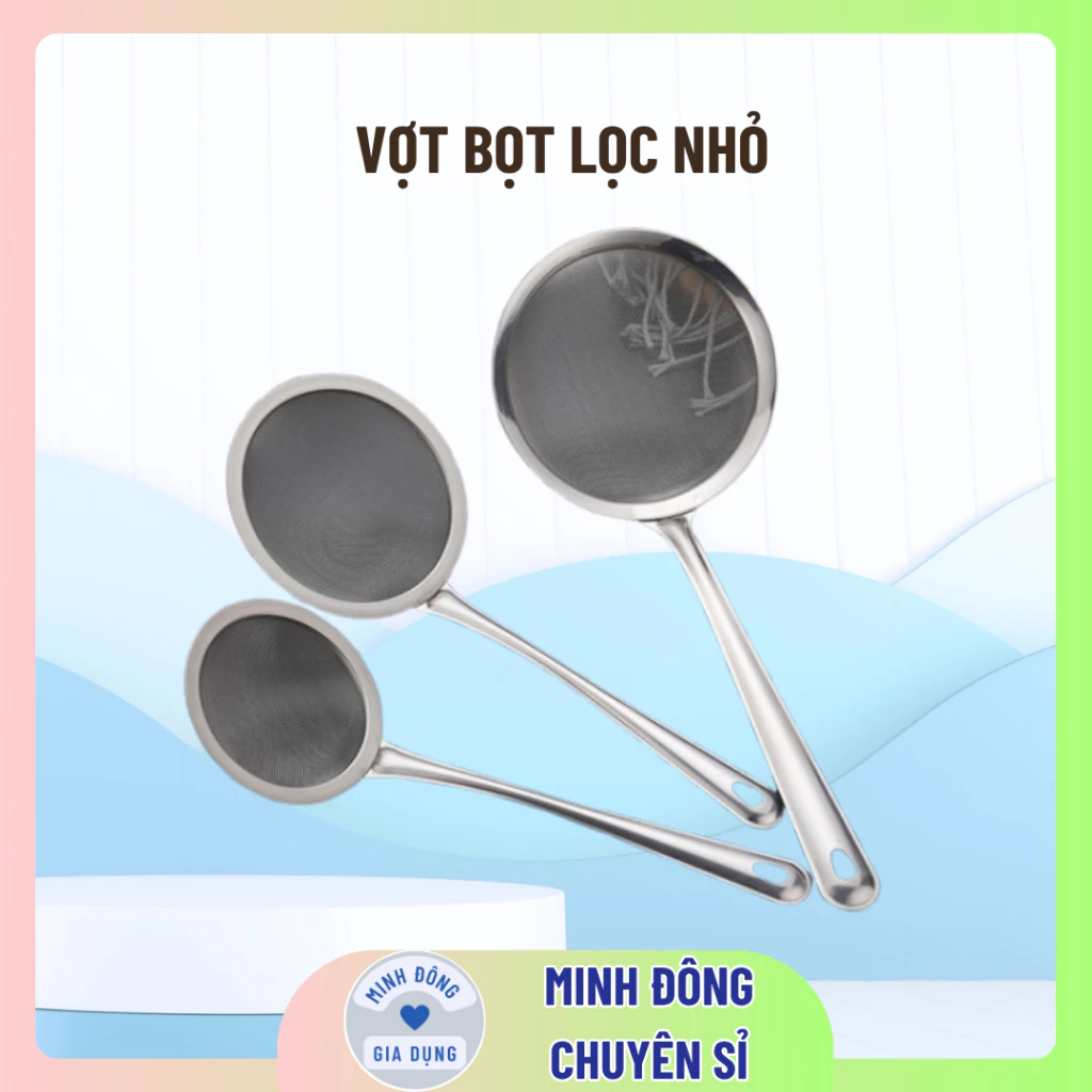 Vợt Bọt Sâu, Vợt Lọc Cặn nhỏ 8cm Cho Dầu Ăn Và Vớt Bọt Inox VilaHome, 3 Size Phù Hợp Mọi Công Năng Nhà Bếp