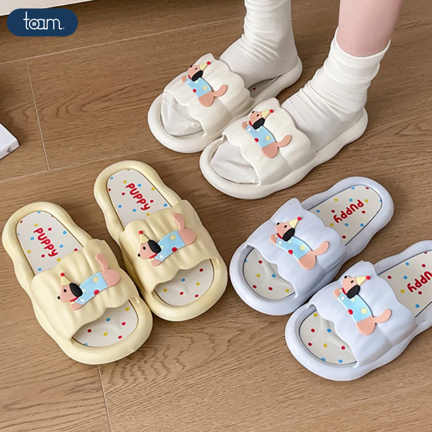 Dép Đi Trong Nhà Cún Puppy Dễ Thương EVA Đế Mềm Êm Chân Chống Trượt, Dép Quai Ngang Cho Nữ Siêu Xinh