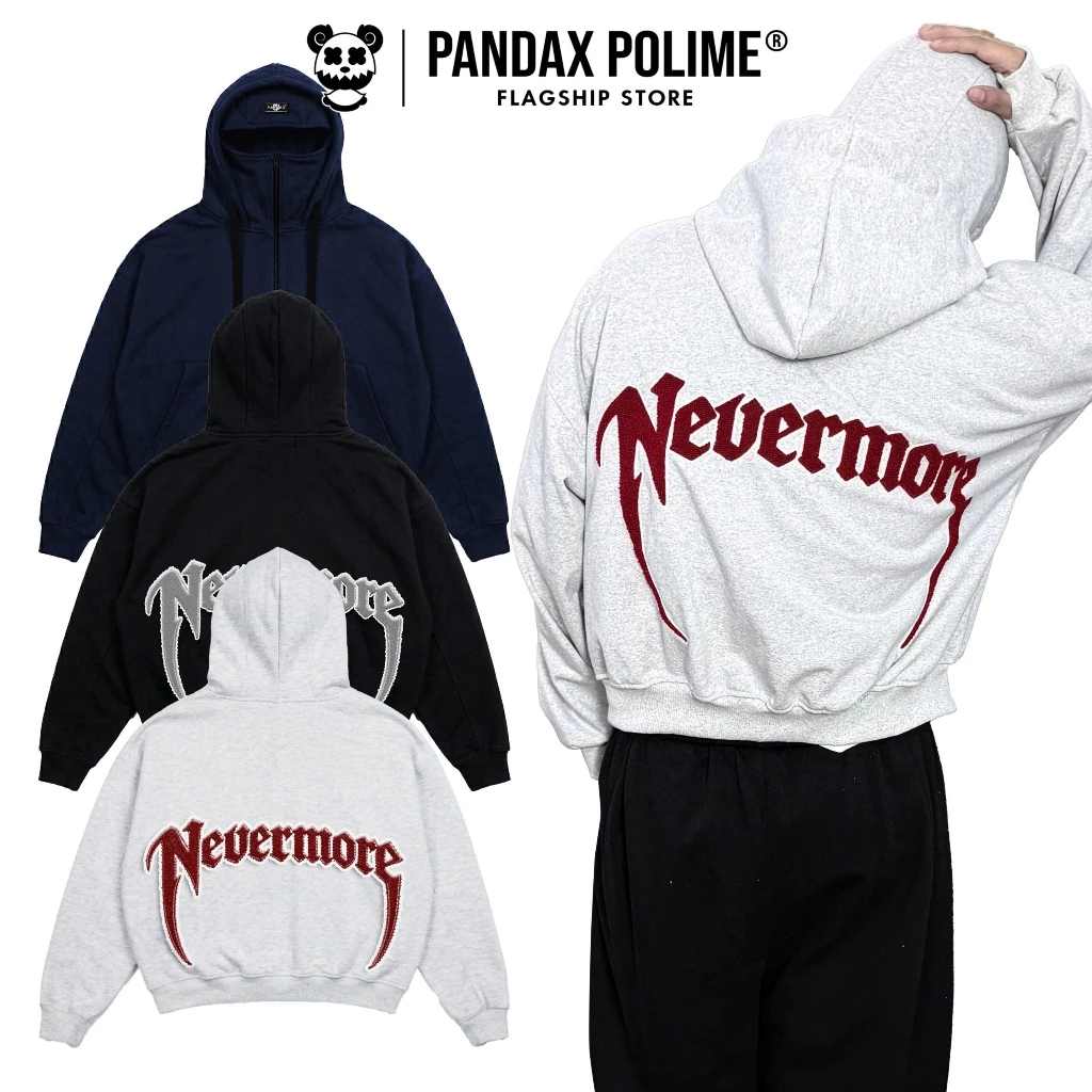 Hoodie zip boxy ninja nỉ chân cua thêu xù áo khoác chống nắng dày dặn unisex px pandaxvn polime