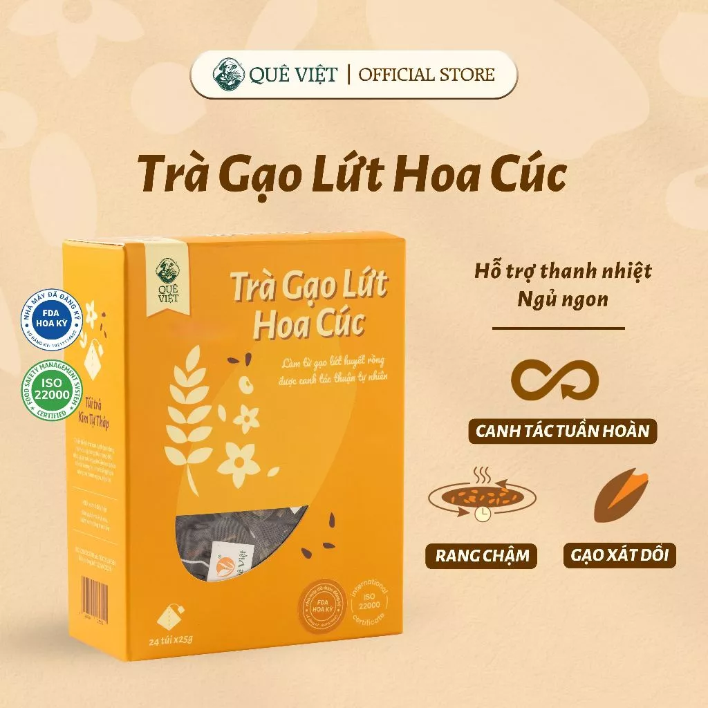 Trà hoa cúc khô Quê Việt giúp an thần, ngủ ngon, giảm căng thẳng - Hộp 150g (10 túi x 15g), 450g (30 túi x 15g)