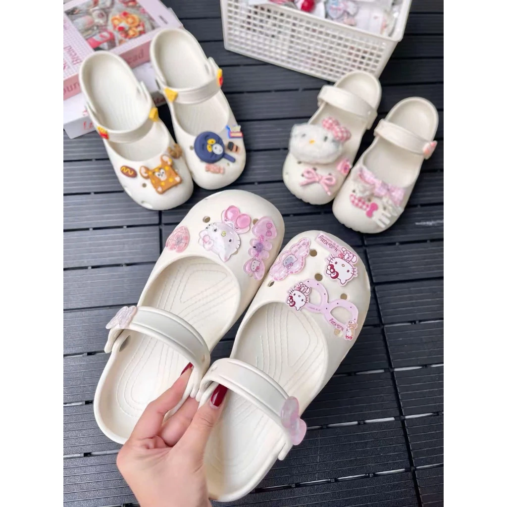 Dép Ballet Sục Kèm Charm Xinh Quai Dán Đế Cao Êm Chân Dễ Thương + Hỗ trợ đổi size