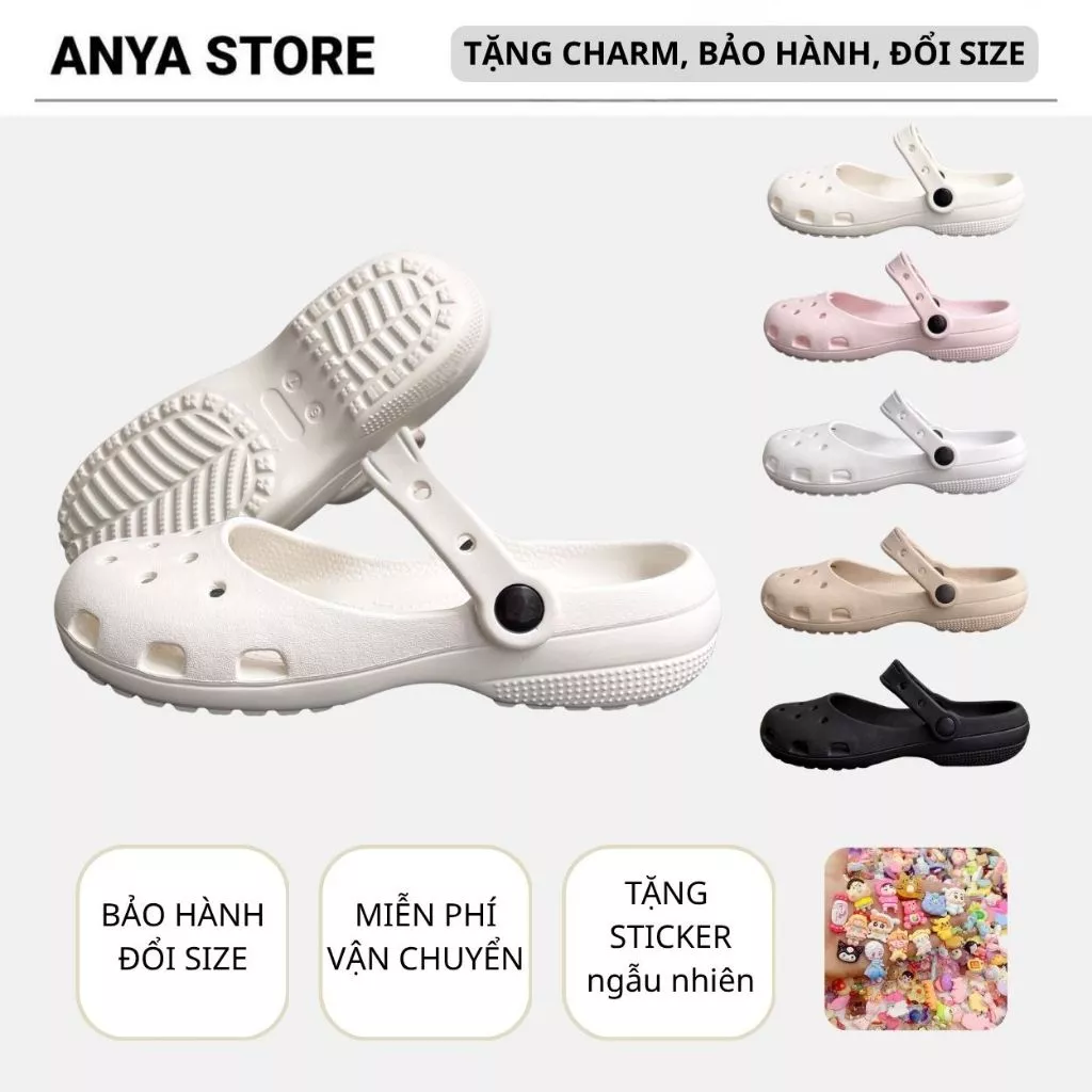 [ Tặng Charm Ngẫu Nhiên ] Dép Ballet Nữ From Xinh Ôm Chân Chât EVA Êm Nhẹ Nút cao su gắn quai dép Anyastore