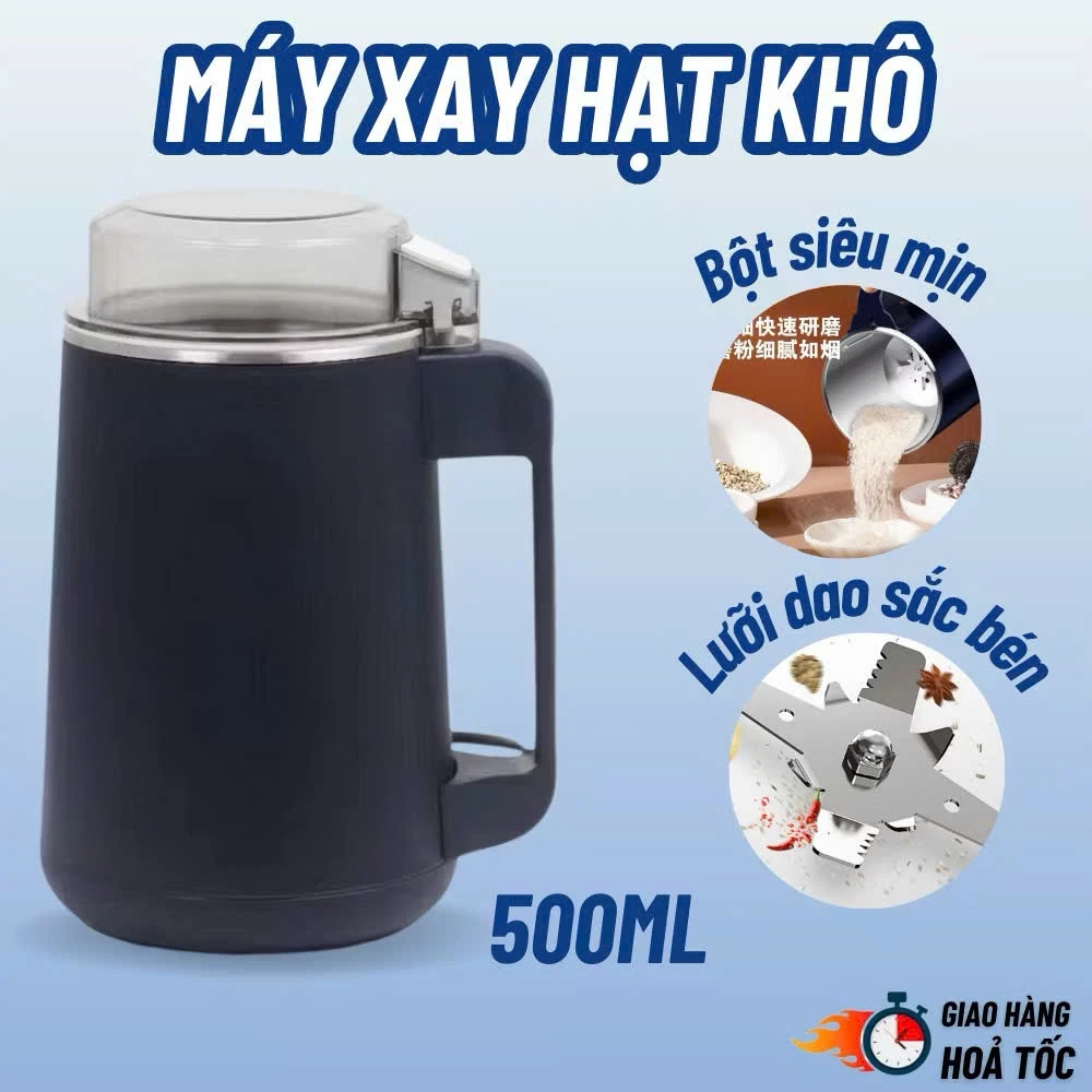 Máy Xay Bột Khô GVQ Siêu Mịn Công Suất 300W, 8Lưỡi Dao Đa Năng Dễ Dàng - Dụng Cụ Nghiền Đồ Khô,Hạt Cà Phê,Ngũ Cốc Gia Vị