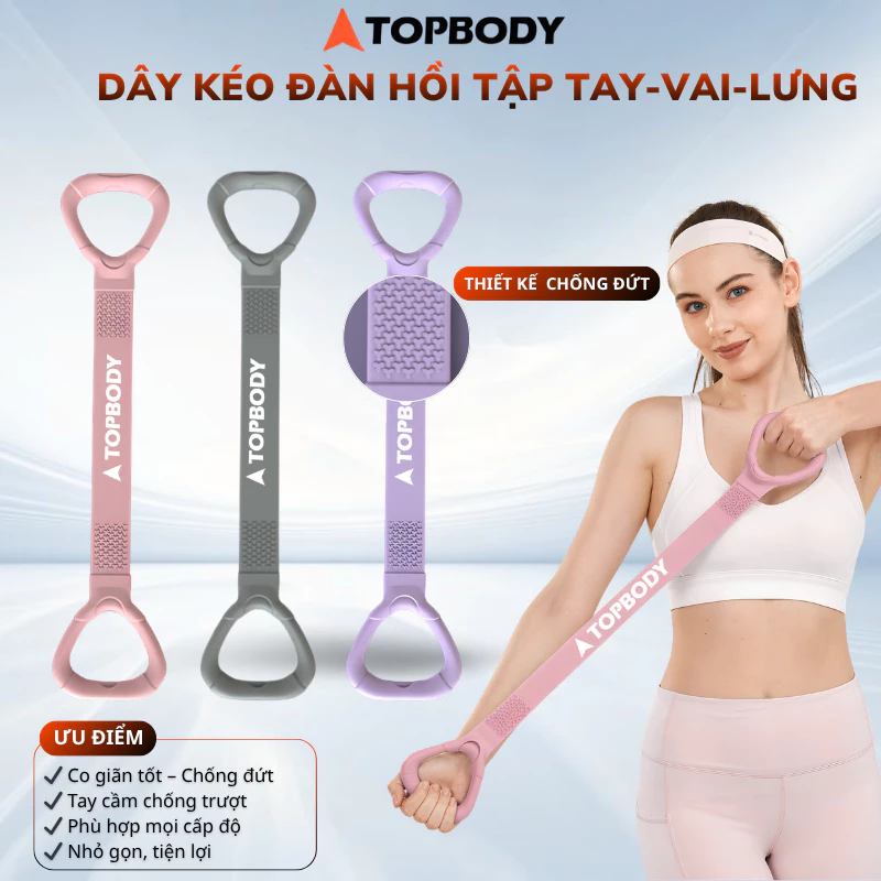 Dây Kéo Kháng Lực Số 8 TOPBODY Dày 3mm Chất Liệu TPE Cao Cấp Chống Đứt Hỗ Trợ Tập Vai Lưng Tại Nhà DAYDH06