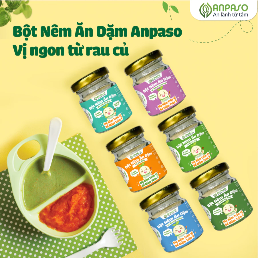 (DATE 60-90 NGÀY) Hạt Nêm Cho Bé Ăn Dặm Anpaso - Gia vị ăn dặm cho bé 60g