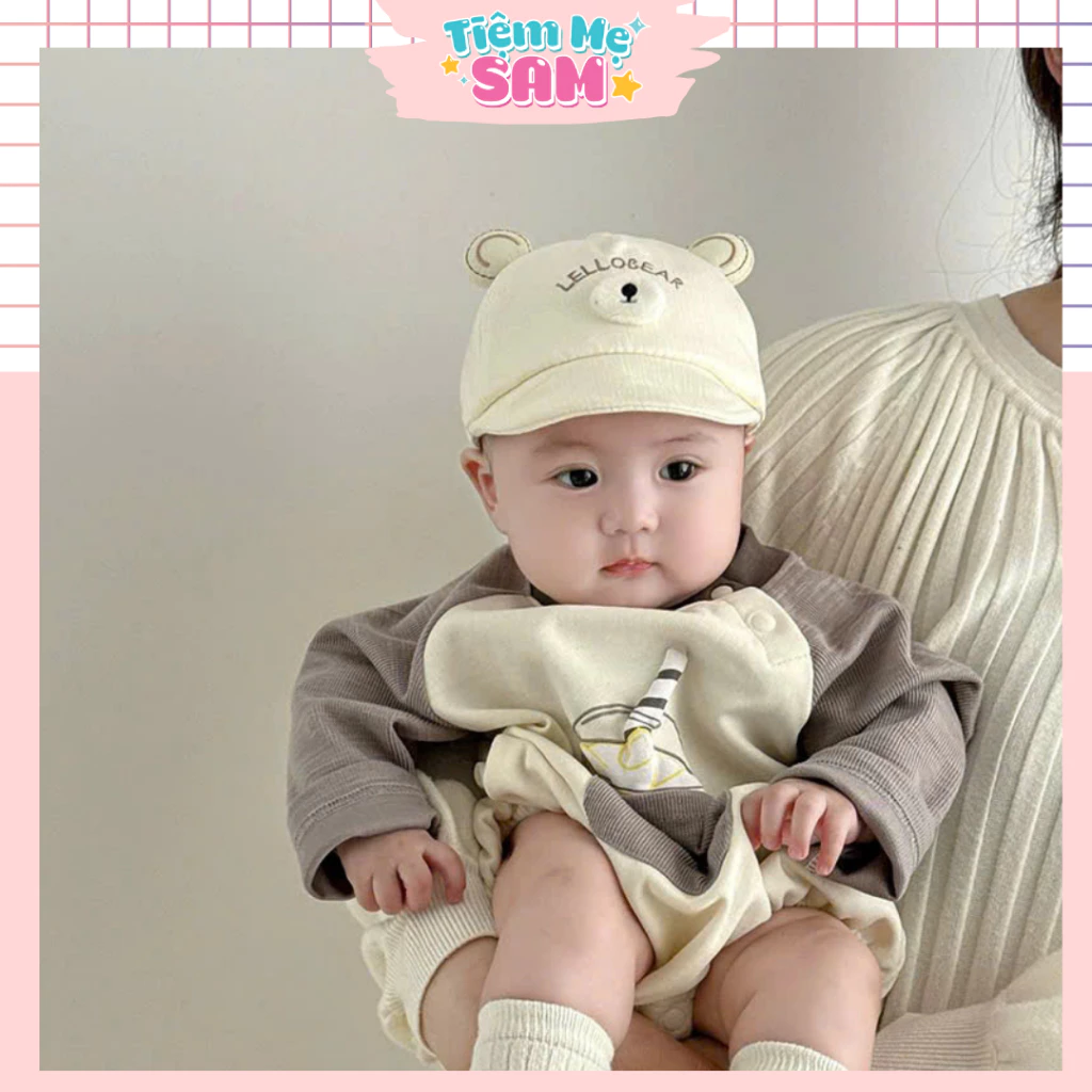 Mũ gấu dễ thương chống nắng cho trẻ sơ sinh 0-8 tháng, có dây điều chỉnh to nhỏ phía sau cho bé (MUG45)