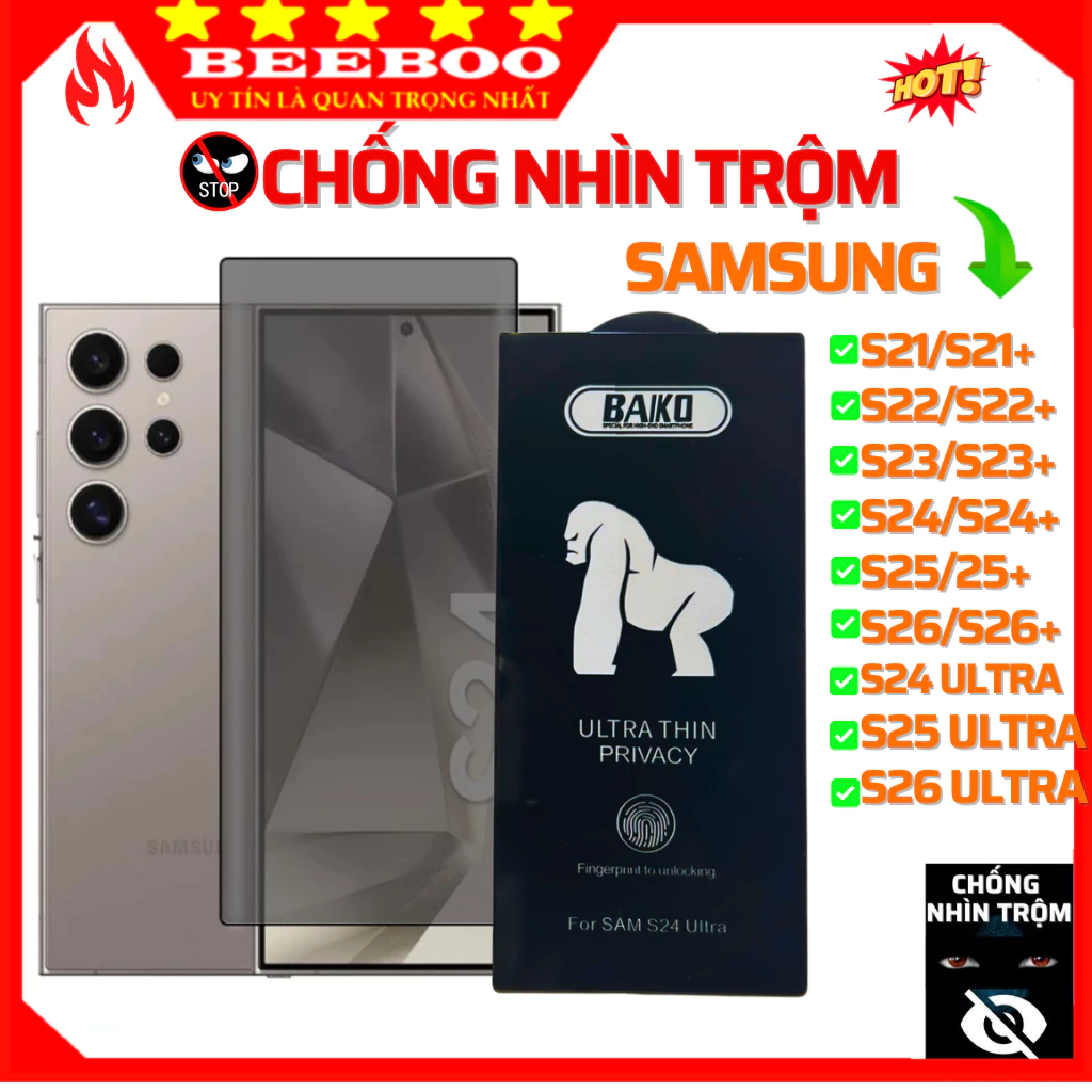 Kính Cường Lực Chống Nhìn Trộm Samsung S24 Ultra S25 S26 Ultra S26 S25 S24 S23 S22 S21 Plus S26 S25 S24 S23 S22 S21 +