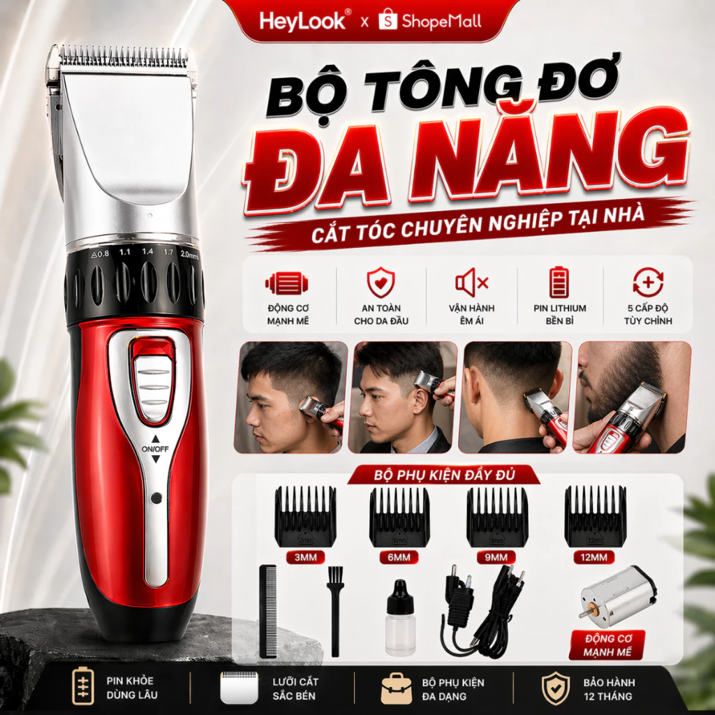 Tông Đơ Cắt Tóc GODWELL Máy Hớt Tóc Tỉa Lông Thú Cưng Có Cổng Sạc USB Tặng Kèm Phụ Kiện Tiện Dụng