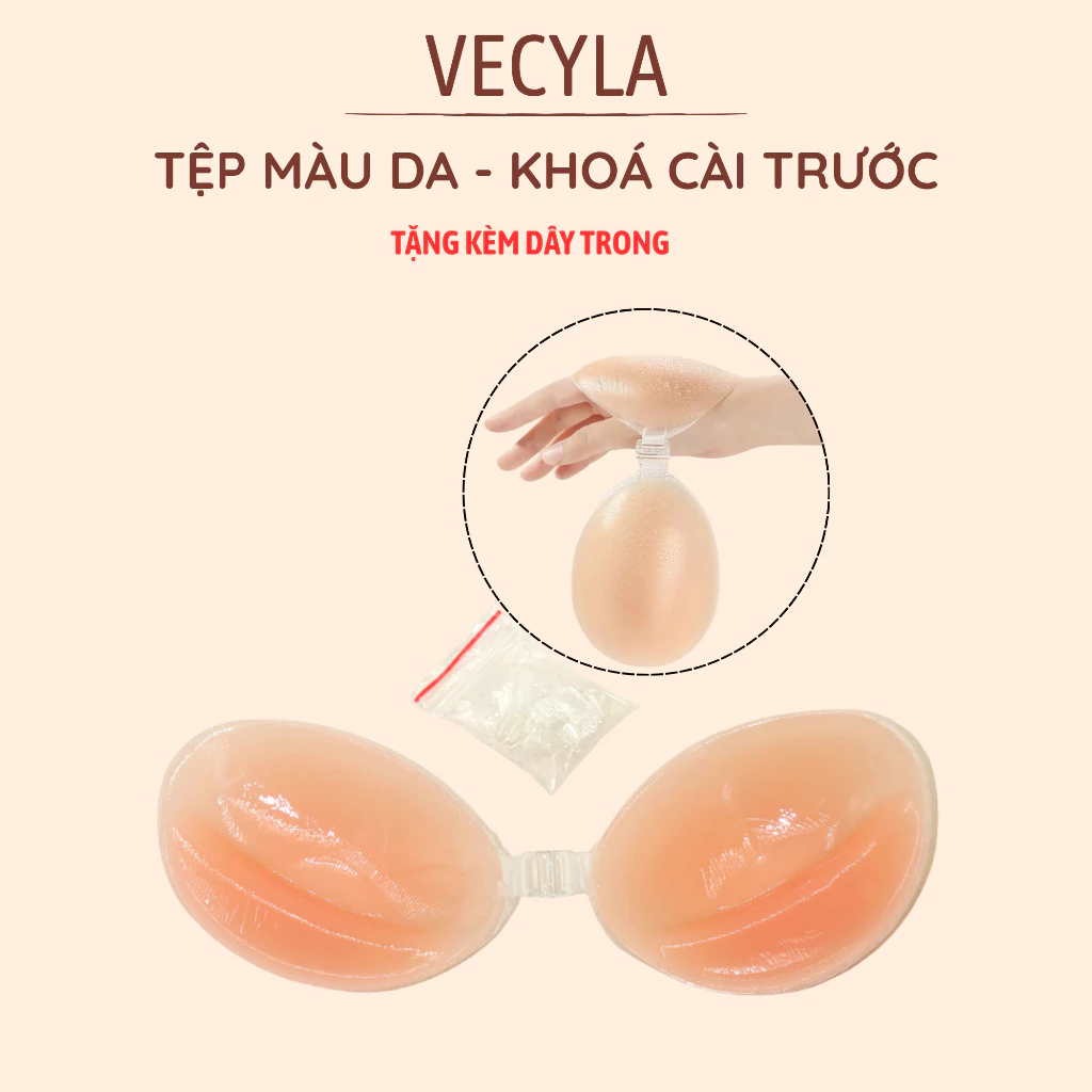 (Tặng kèm quai trong) Áo dán ngực VECYLA silicon cài trước tạo khe cực đẹp full hộp