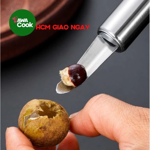 Cây tách lõi hạt vải, hột nhãn inox loại cao cấp 3 lớp cứng cáp sài bền lâu