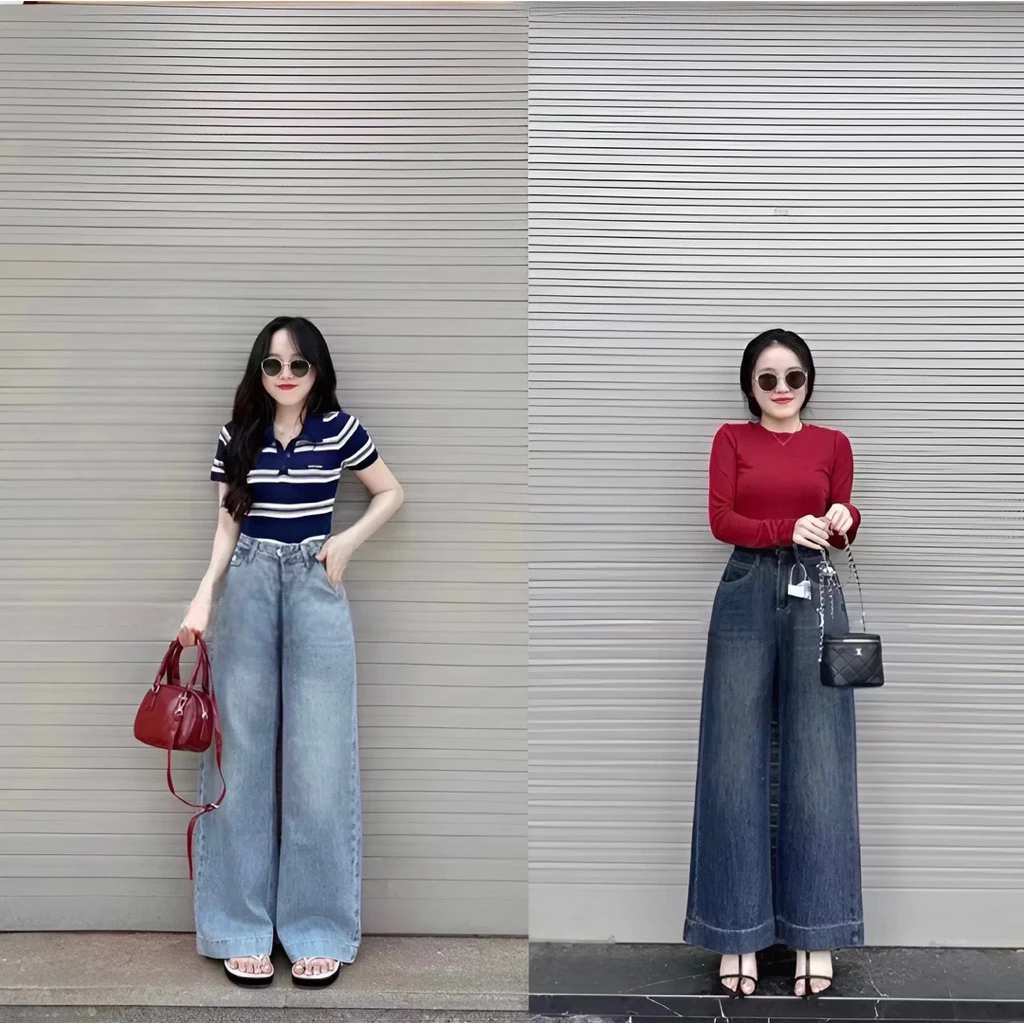 Quần jean suông gấu to lưng cao phom chuẩn , quần jean chất bò mềm mịn đẹp
