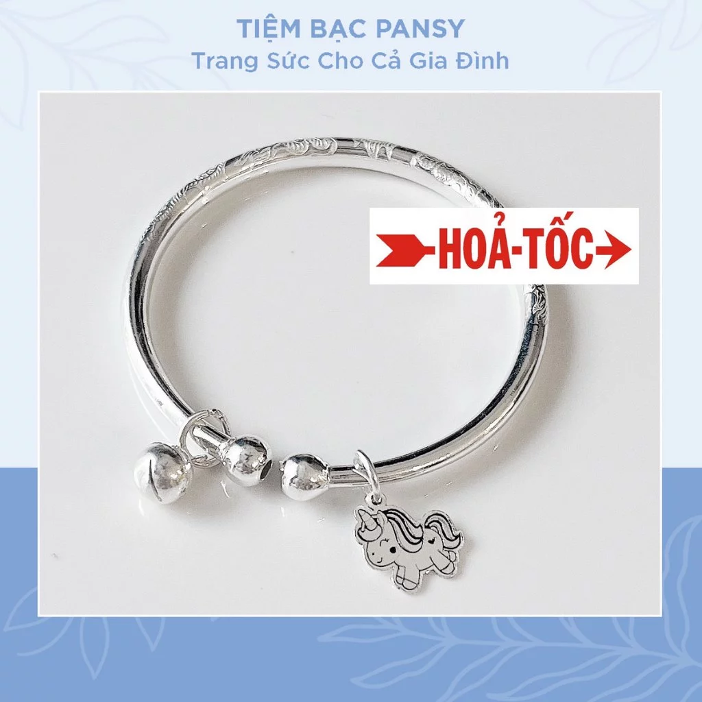 [HOẢ TỐC][Không khắc chữ] Vòng cua chạm rồng cho bé chuẩn bạc ta - TIỆM BẠC PANSY