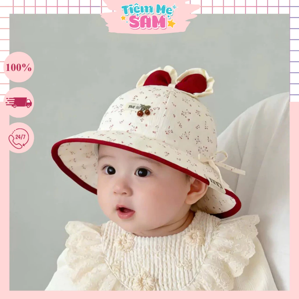 Mũ Bucket Bèo Công Chúa Cho Bé Gái 1-3 Tuổi Họa Tiết Hoa Nhí Đính Nơ Có Dây Chỉnh MUG52 - Tiệm Mẹ Sam 97